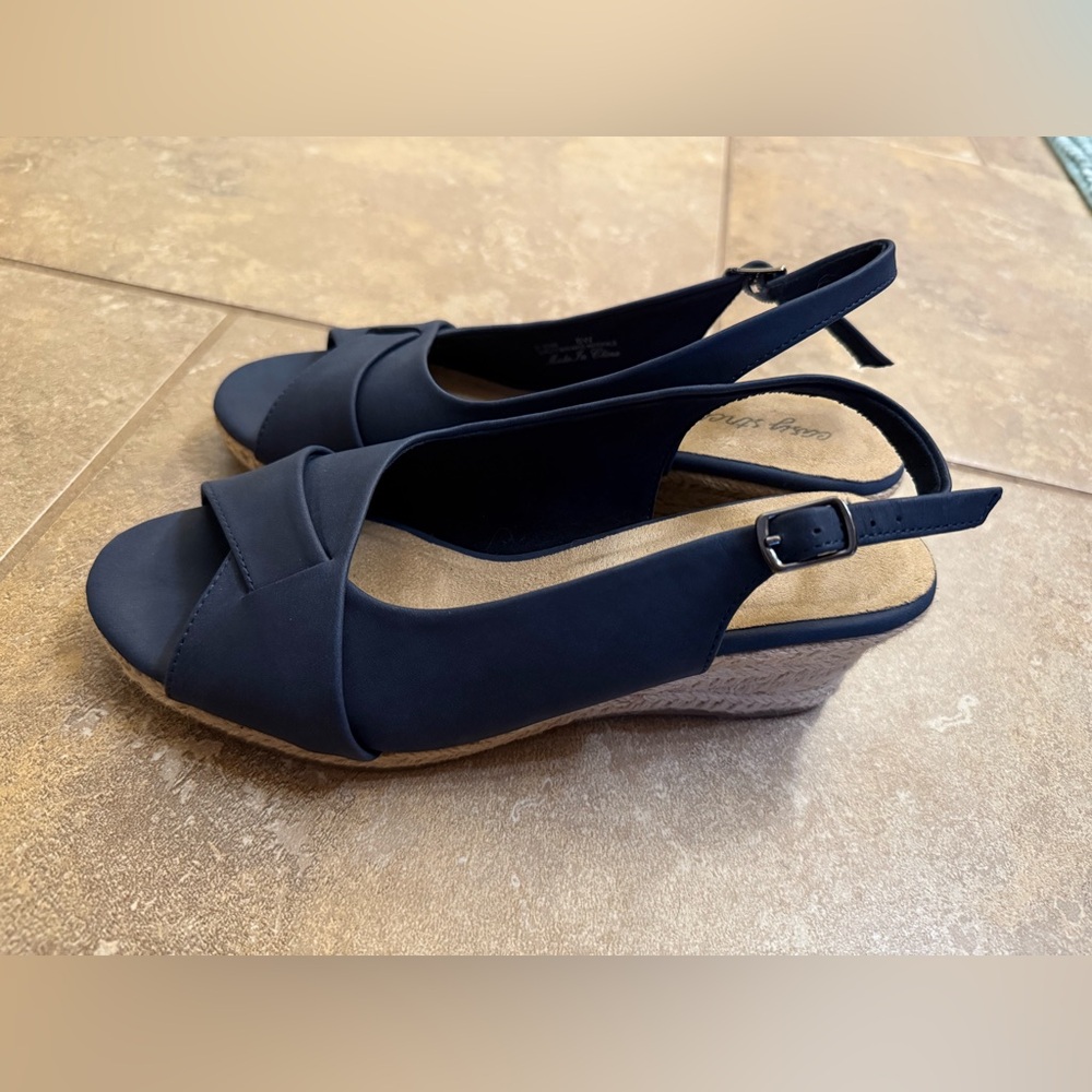 Easy Street Devlin Espadrille Wedge Sandal Size 8 in Blue - Picture 6 of 11